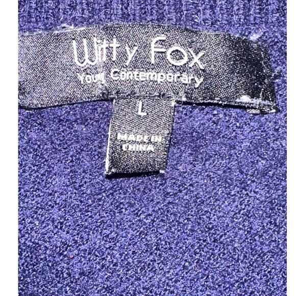 Witty Fox Blue & White Argyle V-Neck Buttoned Cardigan Size Large - Picture 3 of 14